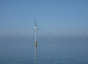 Offshore wind turbines at sea