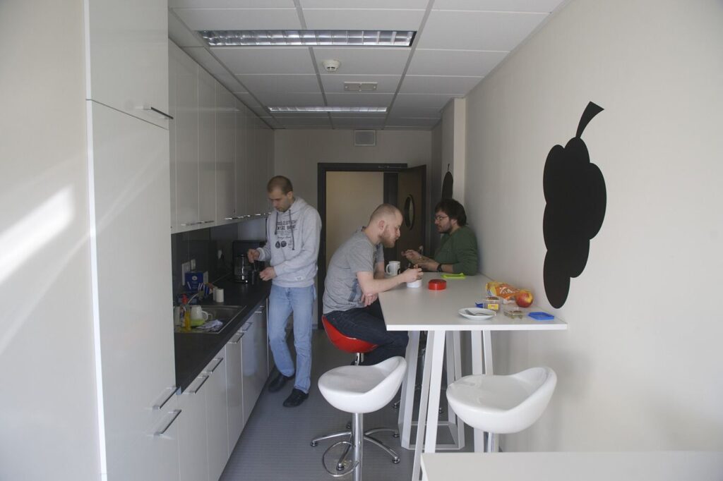 worker taking calm break away from desk